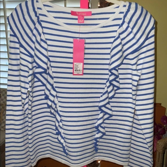 Lilly Pulitzer NWT Ruth Sweater Bennett Blue Beach Stripe Size S - Picture 4 of 8